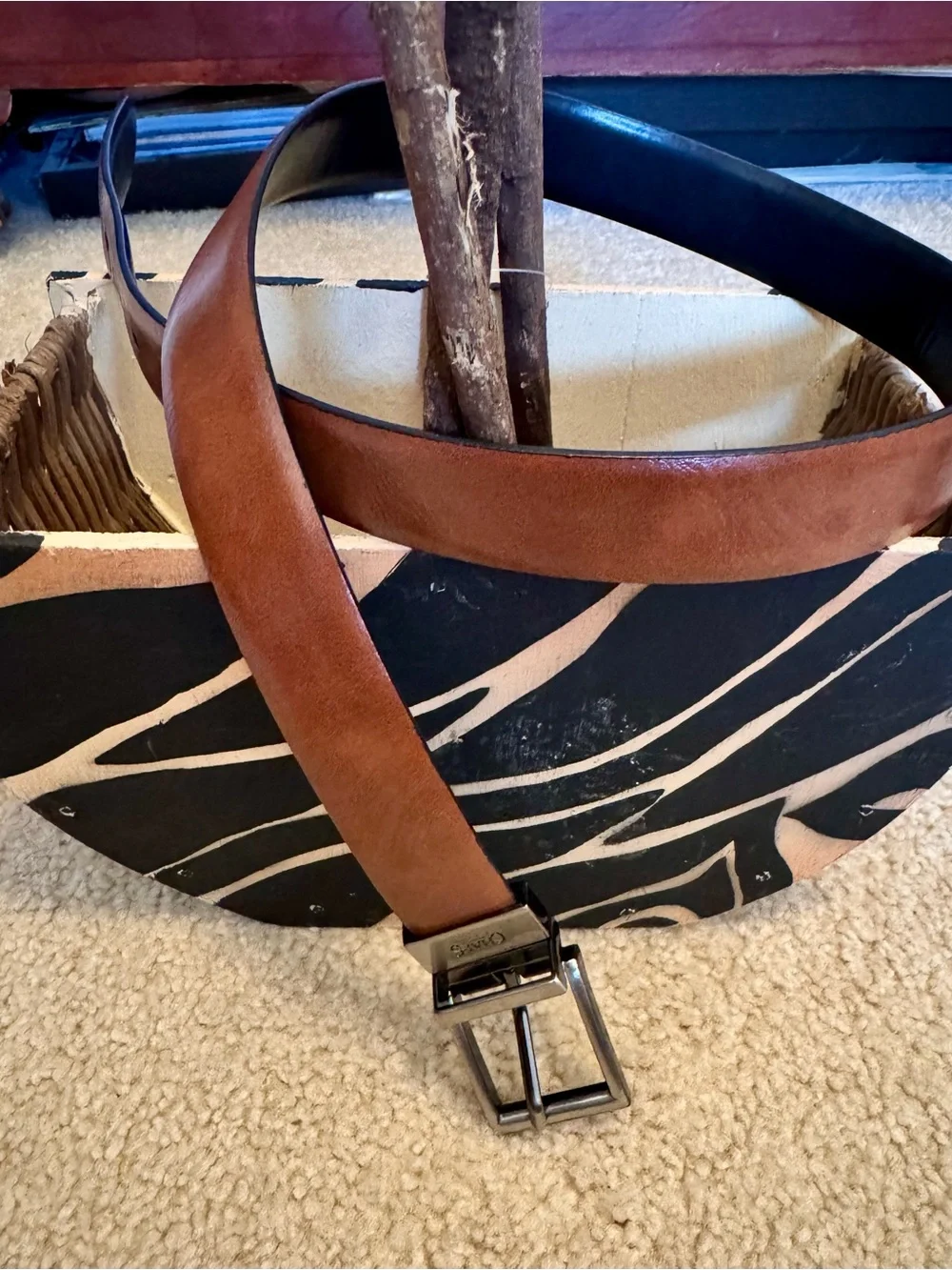 Chaps Brown Belt with Bronze-Tone Buckle